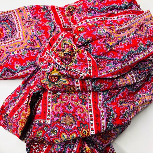 VTG 70s Handmade & OOAK Women’s Wide Leg Super Flare Culottes Pants Red Paisley - Picture 11 of 15